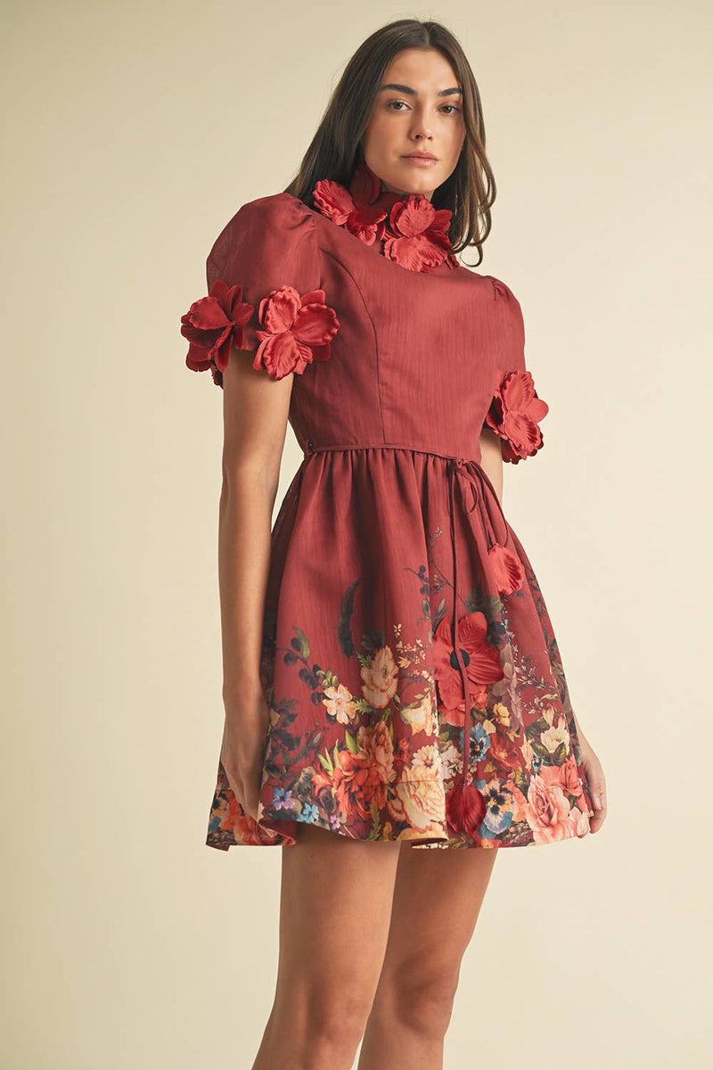 3d flower mini dress Floral M MATERIAL POLYESTER Azazie Milan Colour:Pastel Pink SPRING23