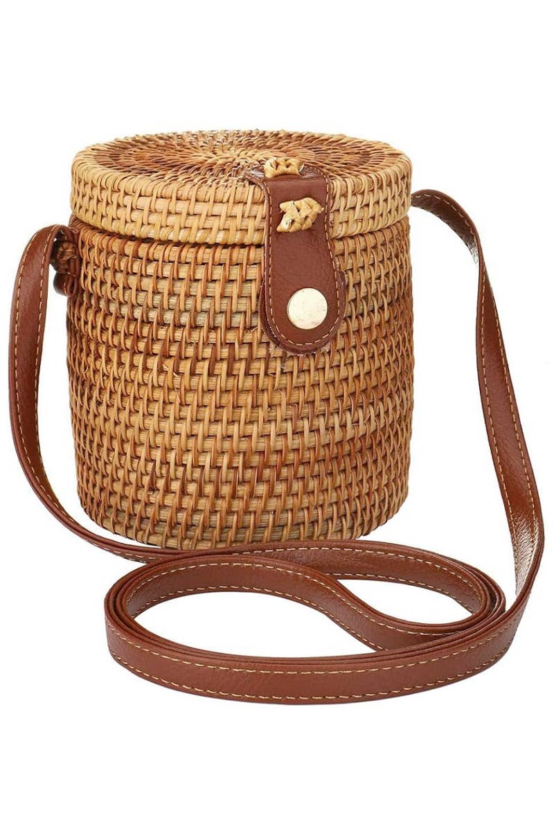 Rattan Straw Basket Crossbody Bag Magnolia & Fig