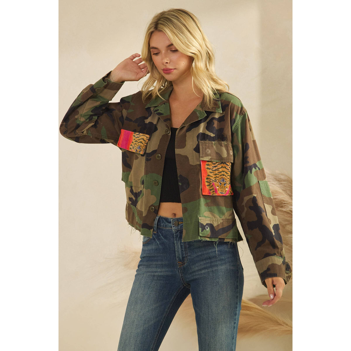 CALEE Tiger camo military jacket Lサイズ Camo Jacket with Tiger Print – Magnolia & Fig