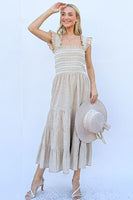 And The Why Linen Striped Ruffle Dress (online only)