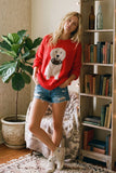 Oversized Gameday Football Puppy Sweater (Red or Blue)