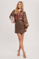 Faux Leather Button Mini
