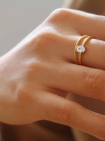 Boris 18K Gold Non-Tarnish CZ Square Thin Ring