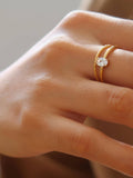 Boris 18K Gold Non-Tarnish CZ Square Thin Ring