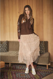 Melissa Pearl-Embellished Tulle Midi Skirt