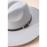 Faux Leather Belt Strap Fedora Hat