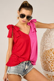 BiBi Shoulder Ribbon Tied Contrast Tank (Website Exclusive)