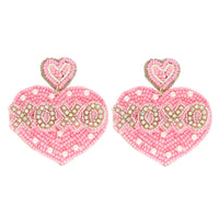 XOXO Heart Shaped Valentine Beaded Earrings (Final Sale)