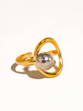 Sibylle 18K Gold Non-Tarnish Two Tone Round Ring