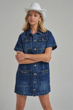Maribeth Denim Dress with Horsebit Trim