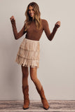 Fringe Stretch Faux Suede Mini Skirt