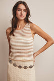 Open-Knit Stripe Sleeveless Top