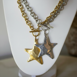 Starlight Toggle Necklace 18k Gold Non Tarinsh Gold Silver Star