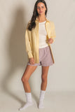 Striped Cotton Shorts w/ Lace Trim
