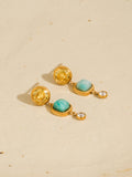 Liberté 18K Gold Non-Tarnish Green Stone Drop Earrings