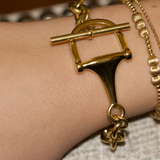 Equestrian Horse Bit Toggle Bracelet 18K Gold Non Tarnish Classic