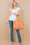 Orange Quilted Tote Bag