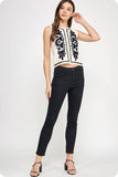 Embroidered Sleeveless Knitted Vest Top (Ivory or Red)