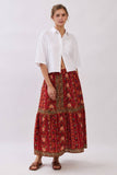 Ginny Red Floral Maxi Skirt