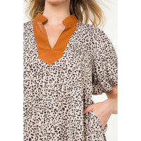 Caryn Puff Sleeve Print Midi Dress