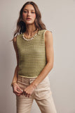 Knit Stripe Sleeveless Top (Peach Blue or Sage Lemon)