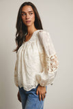 Lace Boho Blouse (Black or Ivory)