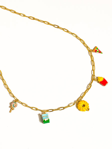 Foodie 18K Gold Non-Tarnish Fruit and Charms Necklace