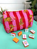Quilted Makeup Bags | Cosmetics Bag | Pink Red Tiger Print