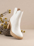 The Abby White | Rubber Sole Chelsea Bootie