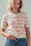 Retro Knit Button-Up Top