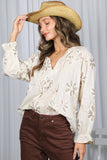 3D Floral Karlie 100% Cotton Blouse (2 Colors!)