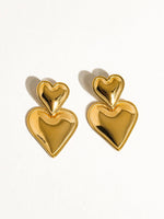 Tove 18K Non-Tarnish Layered Heart Earring