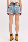 Mid Rise Shorts with Frayed Edges