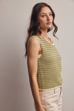 Knit Stripe Sleeveless Top (Peach Blue or Sage Lemon)