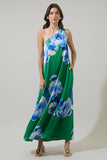 Glena Floral Pleated Maxi Dress (Green or Pink)