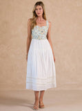 Embroidered Tiered Midi Dress