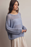 Open-Knit Sweater Top (Coral, Blue, Ivory)