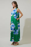 Glena Floral Pleated Maxi Dress (Green or Pink)