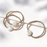 Beaded Stackable Bracelet - Real Coin Pearl; 925 Sterling Silver / 4mm