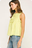 Pintuck Linen Sleeveless Top (colors: Butter or Chambray)