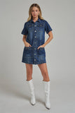 Maribeth Denim Dress with Horsebit Trim