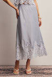 Alora Lace Hem Satin Skirt (Mocha or Slate Blue)