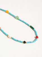 Calise Boho Handmade Blue Turquoise Stone Beaded Necklace