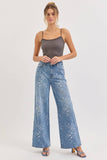 High Rise Lace Sparkle Wide Leg