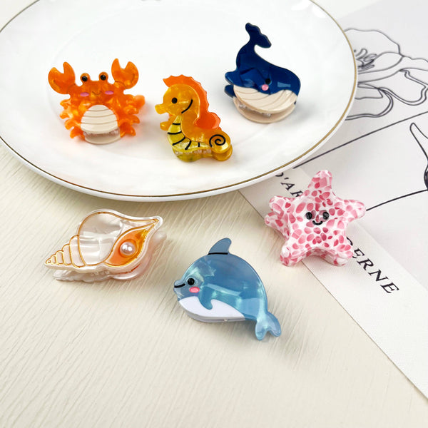 Acetate Mini Marine Animal Claw Clips