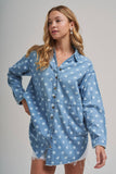 Melodie Chambray Polka Dot Top