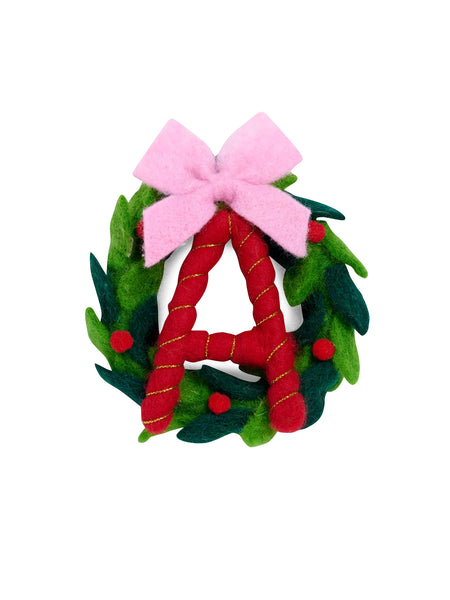 Wreath Felt Initial Ornament