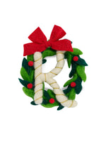 Wreath Felt Initial Ornament
