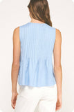 Pintuck Linen Sleeveless Top (colors: Butter or Chambray)