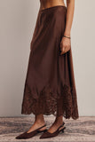 Alora Lace Hem Satin Skirt (Mocha or Slate Blue)
